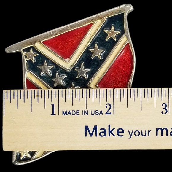 Flag Belt Buckle Metal Enamel USA Made Vintage Red White And Blue USA Made - Picture 10 of 10